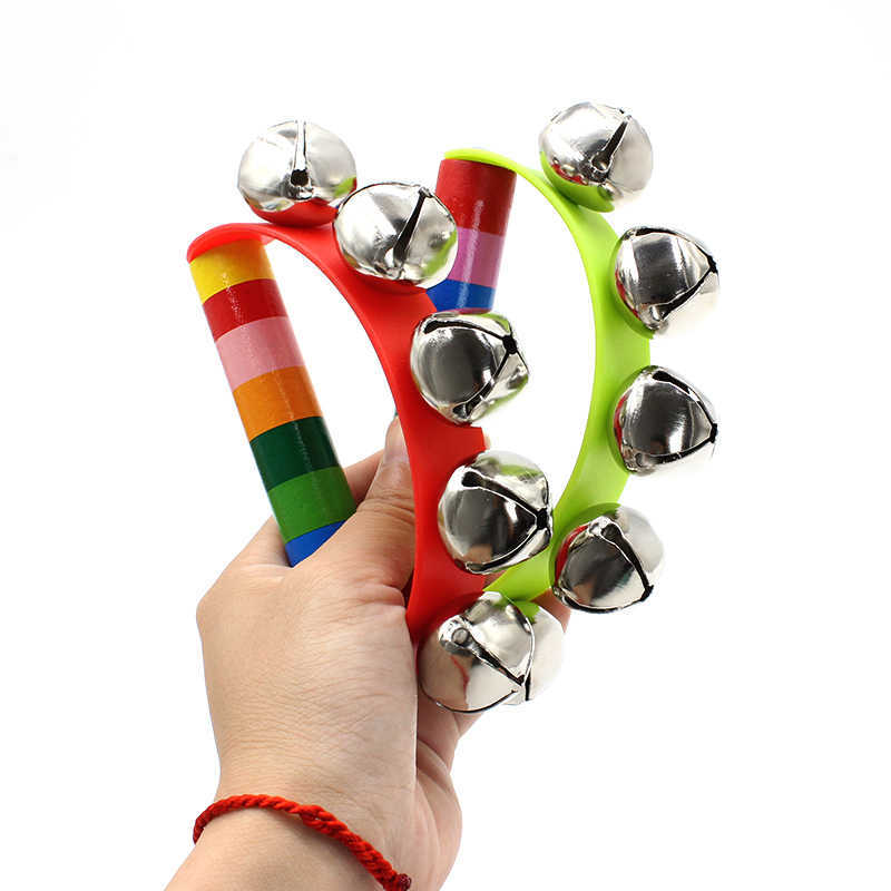 Rainbow Hand Jingle Bells Wood - Musical Instrument You Shake ulasan dan harga