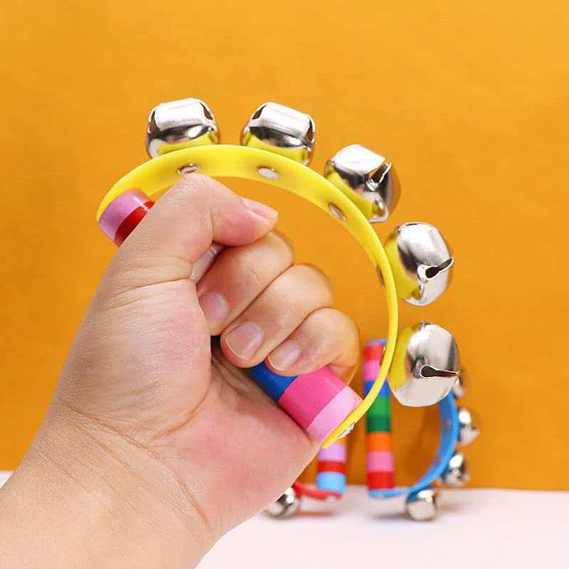 Rainbow Hand Jingle Bells Wood - Musical Instrument You Shake ulasan dan harga