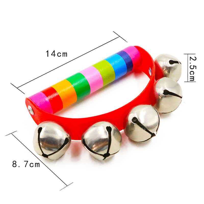 Rainbow Hand Jingle Bells Wood - Musical Instrument You Shake ulasan dan harga
